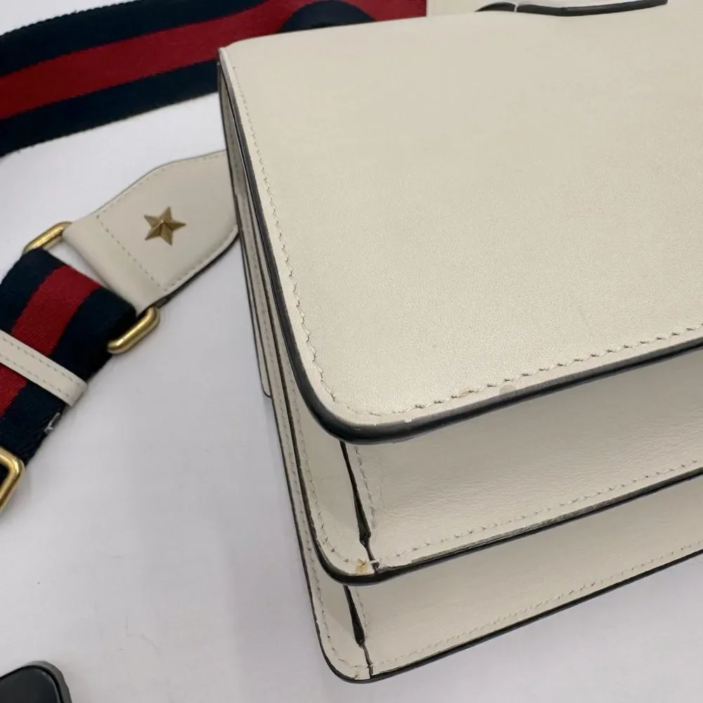Auth Gucci Dionysus Bamboo Top Handle Red White Blue Leather Satchel Preloved
